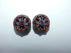 Konplott runde Ohrclips in ungewöhnlicher Farbkombination Rot-Rosa  - Bild 1 von 3