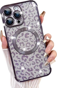 Designed for iPhone 15 Pro Max Case,Compatible with MagSafe Cheetah Print Platin - Picture 1 of 6