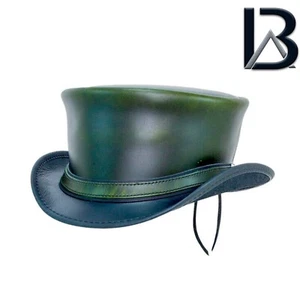 El Dorado Leather Top Hat Gothic Top Hat Cowhide Steampunk Deadman Biker top hat - Picture 1 of 5