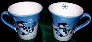 2 Pristine Canterbury Hidden Valley Ironstone Snowman Mugs #1 - Picture 1 of 2