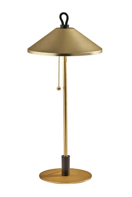 20" Black and Gold Metal Two Light Candlestick LED Table Lamp With Brass Cone... - Image 1 of 4