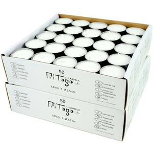 PRITOGO Teelichter, weiss [100 Stück] Ø 3,8 * 2,5 cm, Rußfrei, Brenndauer: 8 St. - Bild 1 von 2