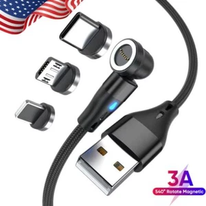 180°+360° Rotate Magnetic Charger Cable Phone Fast Charging Type C Micro USB iOS - Picture 1 of 15
