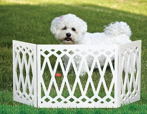 Haustiertor für Tür Treppe Sicherheit Hund Holz Freistehend Dreifachfalt Diamant Weiß - Bild 1 von 9