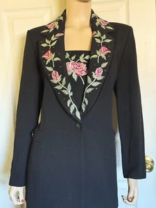Gorgeous St John Black & Pink Floral Santana Knit Evening Jacket sz 14 ~ 16 - Picture 1 of 15
