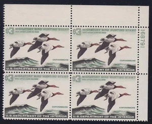 US RW32 $3 Duck Hunting Mint Plate Block of 4 VF-XF OG NH SCV $450 - Picture 1 of 2
