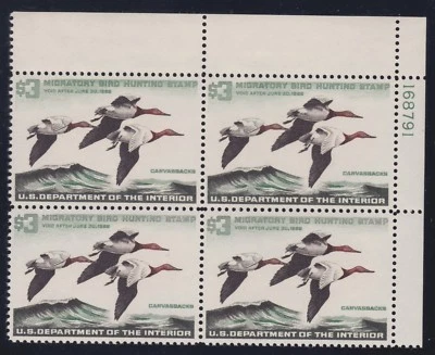 US RW32 $3 Duck Hunting Mint Plate Block of 4 VF-XF OG NH SCV $450 - Image 1 of 2