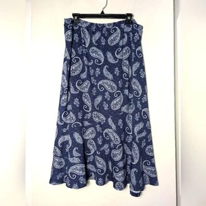 Jupe midi marine cachemire collection NY fluide boho artsy preppy voyage taille 3x - Photo 1/8