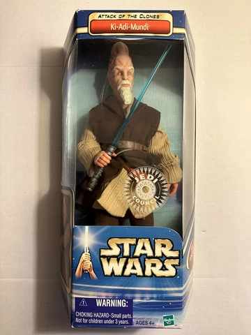 STAR WARS - 2002 Hasbro - 12" KI-ADI-MUNDI Jedi Action Figure Attack of Clones Cover