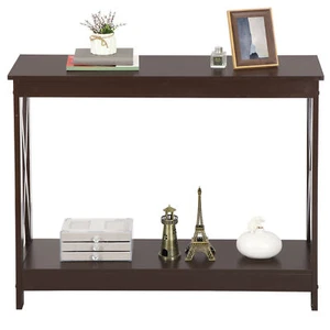 Mesa consola marrón para entrada almacenamiento estante entrada granja acento decoración del hogar - Imagen 1 de 19