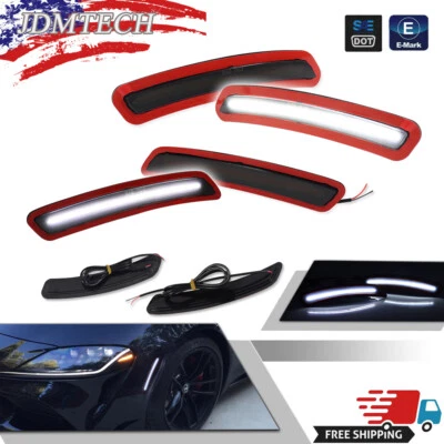 Marcador de parachoques lateral LED delantero y trasero LED blanco ahumado para Toyota GR Supra 2020-24 Foto 1 de 4