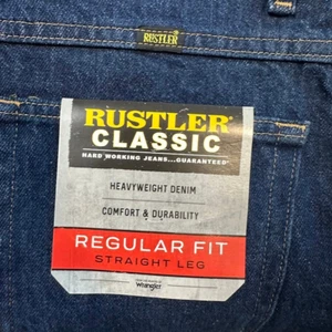 Rustler Jeans Mens 36X30 Blue Denim Heavy Weight Regular Fit Straight Leg NWT - Picture 1 of 11