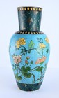 Large Antique Japanese Cloisonne Totai Shippo Floral Vase Meiji