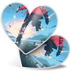 2 x Heart Stickers 15 cm - Comic Book Apocalypse Fantasy #14084