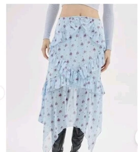 Urban Outfitters blau Blumen Rüschen Rock Größe Large neu mit Etikett Fairycore  - Bild 1 von 6