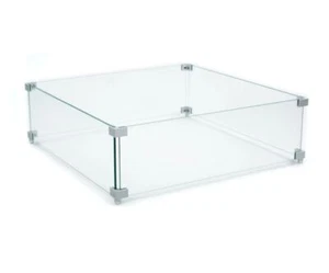 AMS Fireplace WG-23 23” x 1/4" x 7” Square Firepit Glass Flame Wind Guard Screen - Picture 1 of 3
