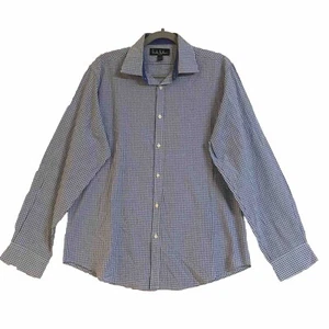 Nicole Miller Shirt Size L White Blue Check Long Sleeve Button Up - Bild 1 von 11