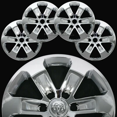 4 хромированных колпака ступицы колпаки обода 18 дюймов для Dodge Ram 1500 Laramie 2019-24 годов выпуска - Изображение 1 из 4