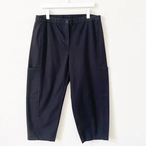 Eileen Fisher Barrel Pant Utility Cropped Cargo Chore Black Size Large - Picture 1 of 7
