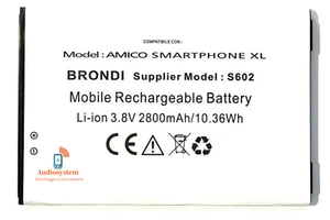 BATTERIA PILA per BRONDI AMICO SMARTPHONE XL 2800MaH S602 PARI ORIGINALE - Zdjęcie 1 z 1