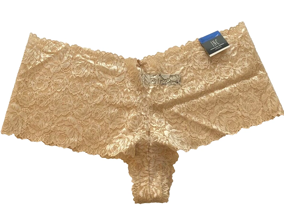 Inc International Concepts Bow Lace Boyshort Panties Taupe Brown Size XL