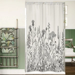 Riyidecor Small Stall Wildflower Farmhouse Half Shower Curtain 36Wx72H Inch Narr - Picture 1 of 12