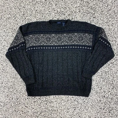 Suéter de Colección IZOD Para Hombre XL Gris Tejido Cuello Redondo Pullover Copo de Nieve Hecho en EE. UU. Foto 1 de 4