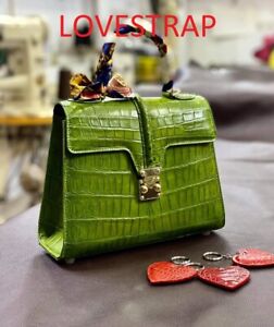GREEN Handmade Genuine ALLIGATOR CROCODILE Leather Ladie Women Bag Handbag Purse