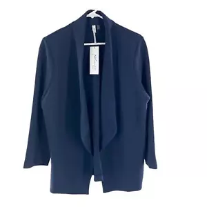 NY Collection Woman Navy Blue Open Front Ponte Knit Cardigan Size 1X New - Picture 1 of 14