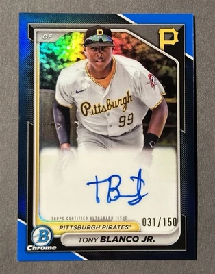 2024 Bowman Tony Blanco Jr. Chrome Prospect 1st Auto Blue Refractor /150 Pirates - Image 1 of 2