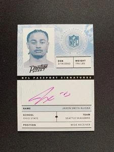 2023 Panini Prestige Jaxon Smith Njigba Passport Signatures Purple Ink Auto - Picture 1 of 2