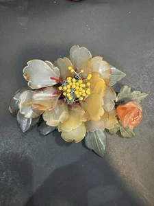 Vintage Flower Agate Stone Rose Quartz - Picture 1 of 12