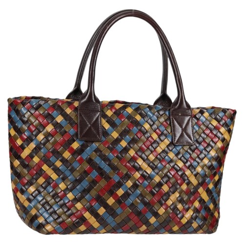 BOTTEGA VENETA INTRECCIATO Borsa Tote Bag Pelle Marrone Autentica 126566V
