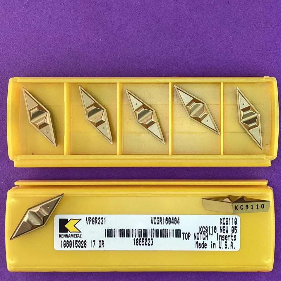 Insertos de carburo KENNAMETAL VCGR 160404 VPGR 331 KC9110🎯Maquinista 5 piezas Foto 1 de 1