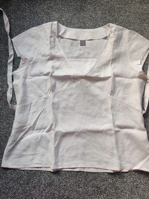 TU ladies blouse top pale pink rose  linen sequins short sleeve size 20 UK  - Image 1 of 4