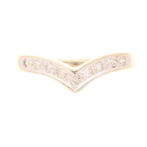 9Carat Yellow Gold 0.10ct Diamond Eternity Wishbone Ring (Size L) 3mm Wide - Picture 1 of 4