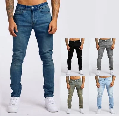 Mens Slim Fit Jeans Stretch Denim Pants Slim Skinny Casual Designer Jeans - image 1 of 4