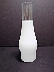10" White Frosted Glass Oil Lamp Chimney 2-7/8" Fitter - Picture 1 of 6