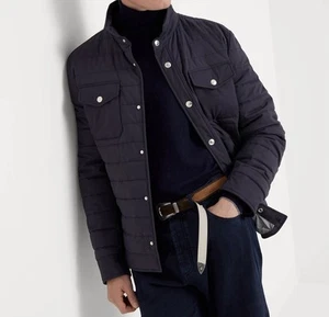 BRUNELLO CUCINELLI Bonded Matte Nylon Quilted Snap Shirt Jacket Navy XL $2295+ - Picture 1 of 23