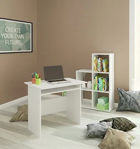 Scrivania porta pc salvaspazio portacomputer L.80  bianco con ripiano estraibile - Foto 1 di 13