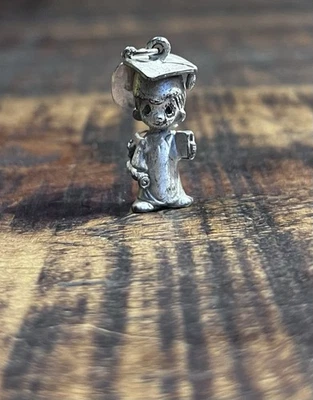 Vintage 1981 Pewter Figurine Charm Enesco Precious Moments Graduation - Image 1 of 4