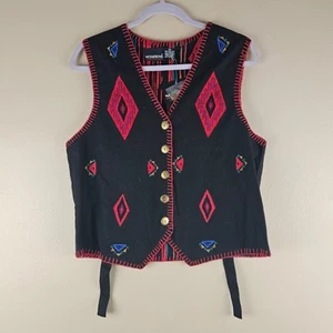 Arroyo Vintage Aztec Embroidered Southwest Button Up Vest With Boho Touch Sz M - Picture 1 of 6