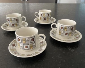 Set 4 Broadhurst Kathie Winkle  Rushstone Cup & Saucer England MCM Tea Coffee - Bild 1 von 9