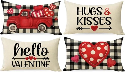 Valentine's Day Hugs Kisses Decorative 20" x 12" (Pack of 4), Red  - Image 1 of 4