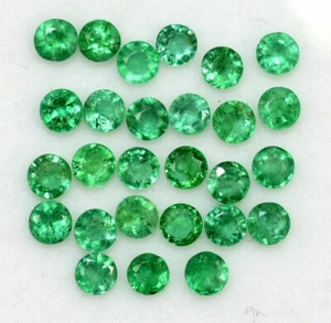 Lotto 30 pezzi 2,99 ct pietre preziose sciolte non trattate smeraldo naturale taglio rotondo - Foto 1 di 1
