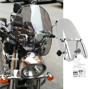 For Honda Magna 18"x16" Large Motorcycle Smoke Windshield 7/8" 1" 1.25 HandleBar - Foto 1 di 13