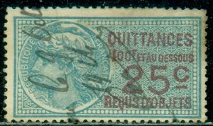 FRANCE REVENUE STAMP, QUITTANCES OVERPRINT, 25c, GREAT PRICE! - Picture 1 of 2