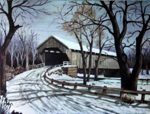 Country Winter Covered Bridge - Picture 1 of 1