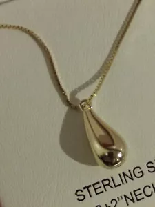 CHARLOTTE & LEXI sterling 925 & gold plate tear drop pendant necklace, BNWT - Picture 1 of 6