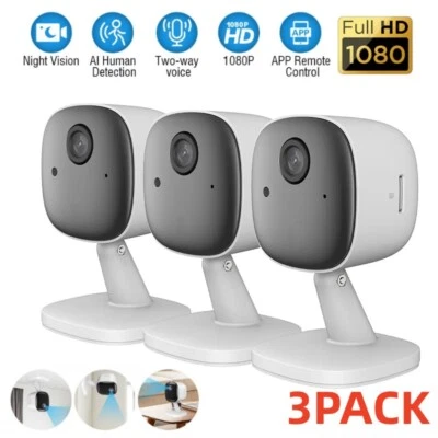 Cámara de seguridad WiFi interior 3 piezas cámara para mascotas perros bebé hogar cachorro cámara visión nocturna Foto 1 de 4